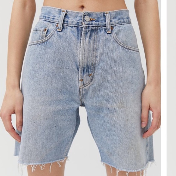 destroyed denim bermuda shorts